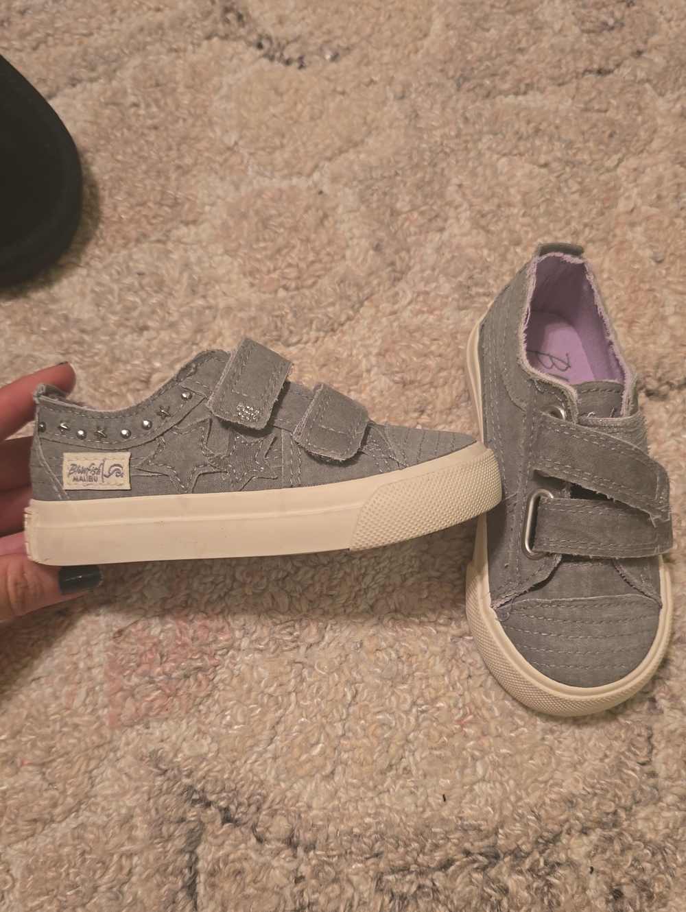 Blowfish Grey Star Velcro Kids Sneakers